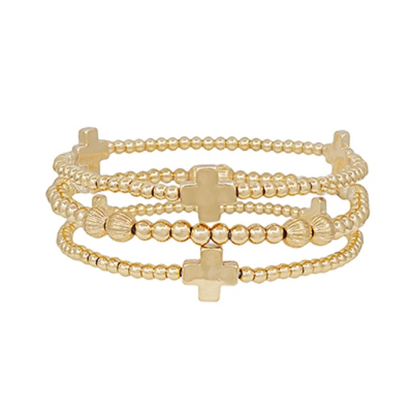 3 Row Cross & CCB Beadss Bracelet - Picture 1 of 2